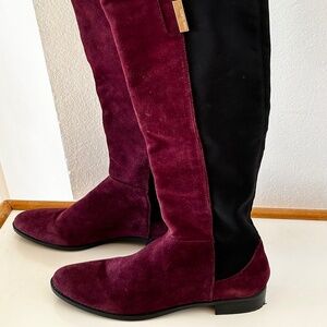 Vince Camuto Burgundy and Black Suede OTK Boots *Size 7.5